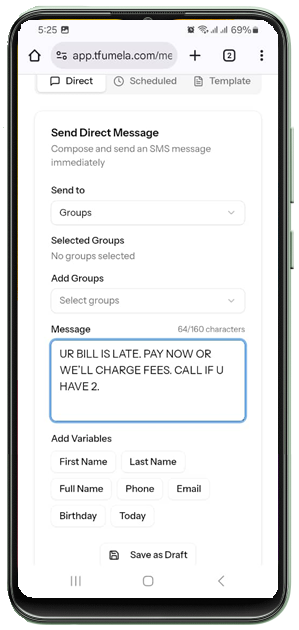 Send Text Messages Online in Seconds via Tfumela Bulk Messaging
